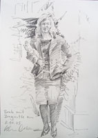 051008 Beate mit Baguette, Bleistift